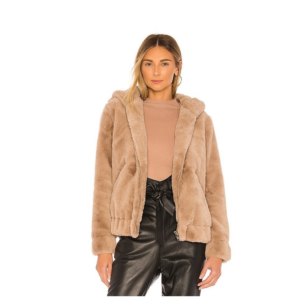 Blank NYC Faux Fur Bomber Jacket – Sand Stoner Teddy Jacket